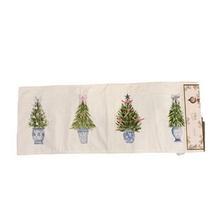 Lillian August Chinoiserie Trees Table Runner Christmas Tree Bow Laura Ashley